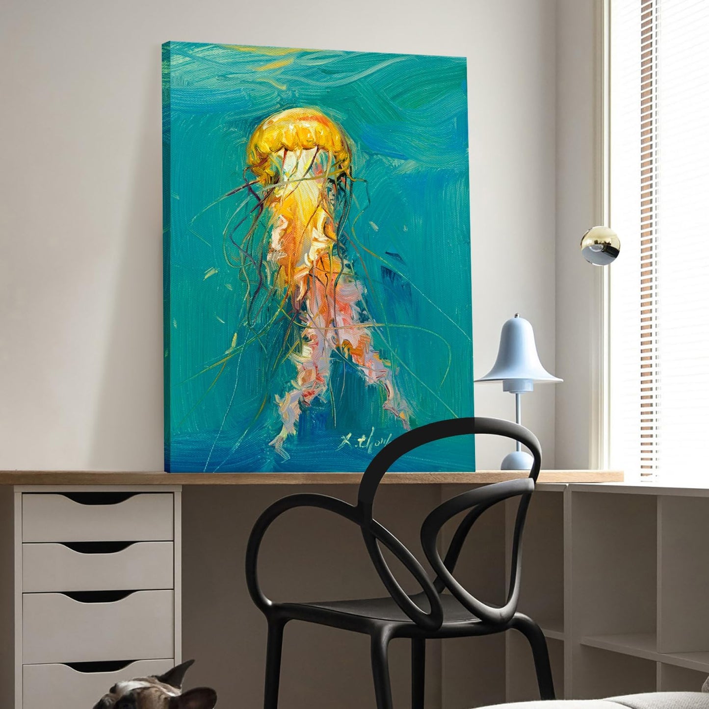 JZLDZS Large Coastal Wall Art Jellyfish Canvas Painting Print