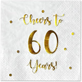 Cheers to 60 Years Cocktail Napkins | Happy 60th Birthday Decorations