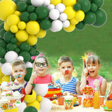 Retro Green Yellow White Balloon Garland Arch Kit, 122pcs Dark Green