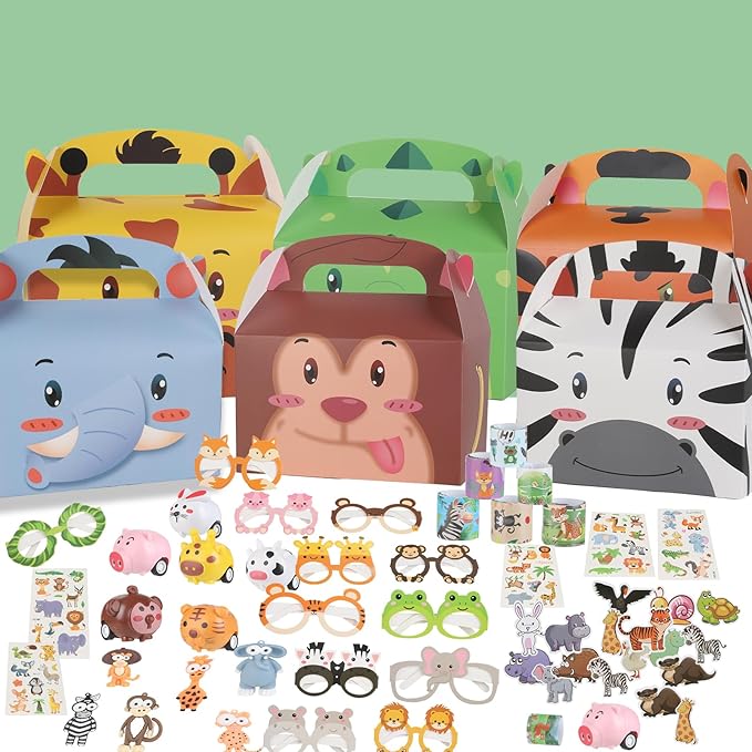 110 Pcs Jungle Safari Party Favors Animal Theme Party Surprised kit