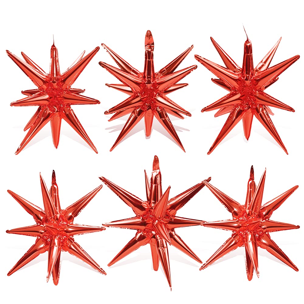 Red One Piece Explosion Star Cone Balloon Metallic Fireworks Spike