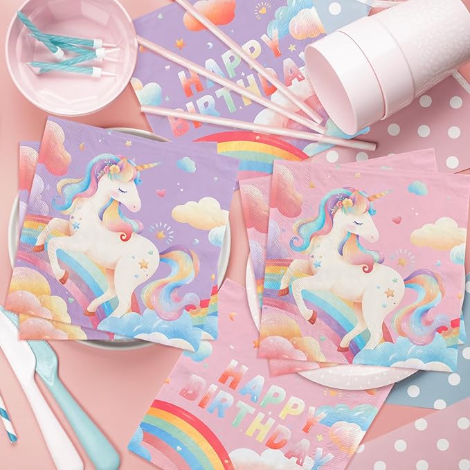 Unicorn Party Supplies Set for 16 Unicorn Birthday Decorations with