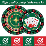 96 Pieces Casino Themed Party Tableware Set for Las Vegas Birthday