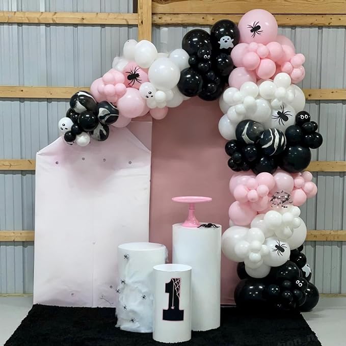 Halloween Balloons Arch Kit Pink and Black Balloons Garland with