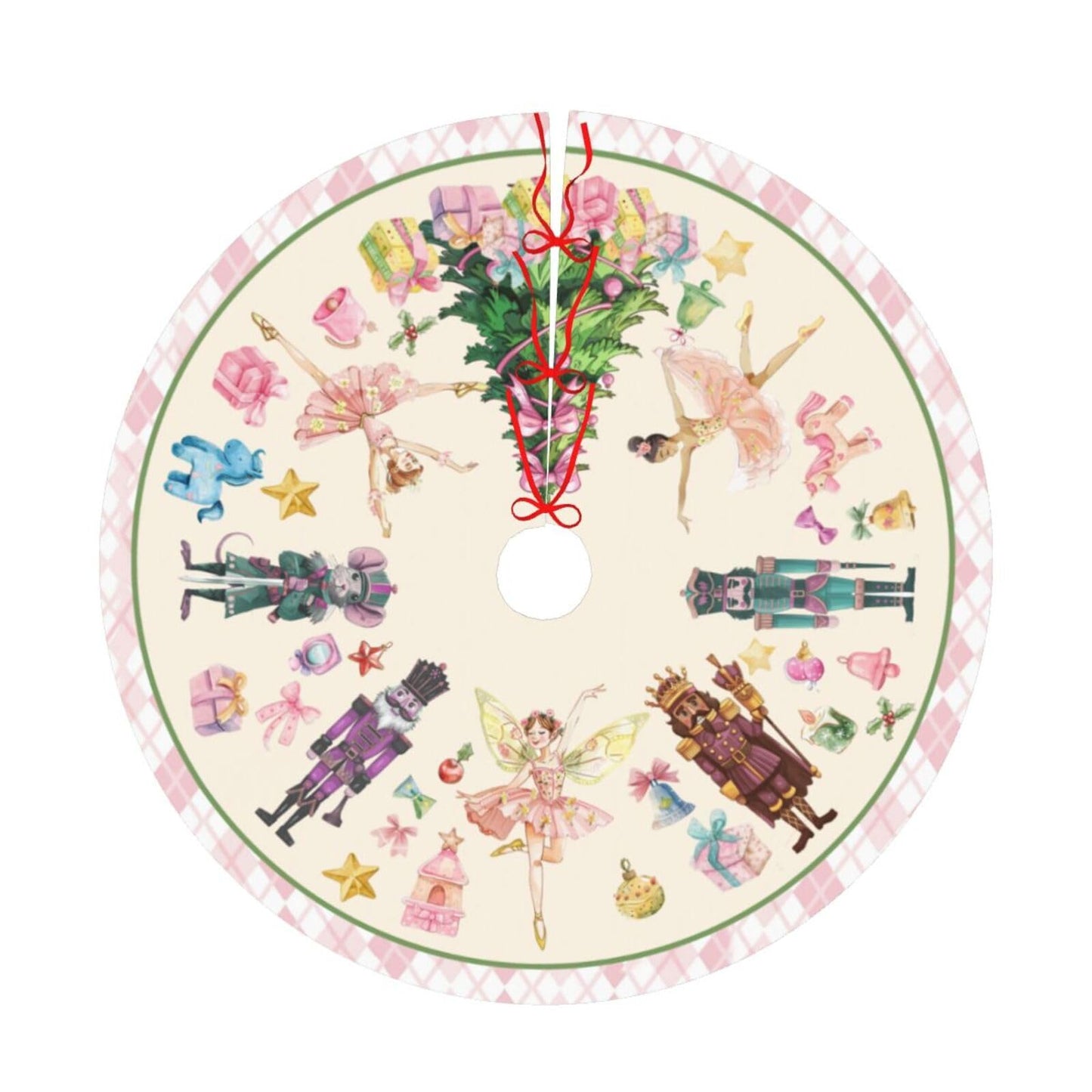 Pink Nutcracker Christmas Tree Skirt 48" Christmas Nutcracker Ballet