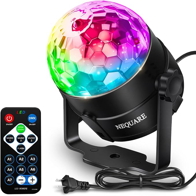 NEQUARE Disco Ball DJ Party Lights Sound Activated with Remote #3