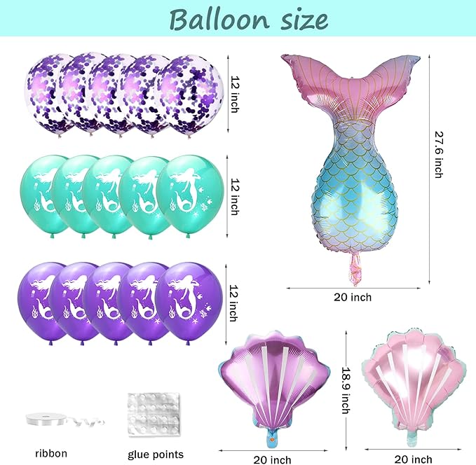 Mermaid Birthday Decorations Little Mermaid Party Supplies with Pink