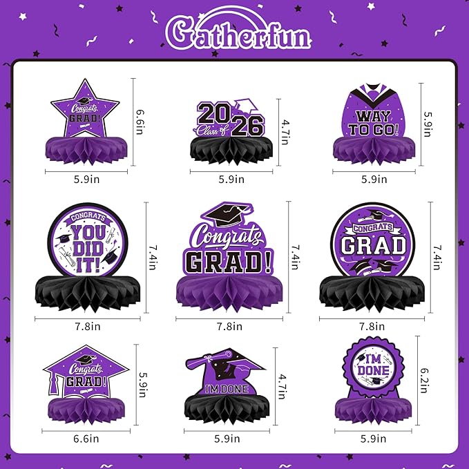 9PCS Graduation Party Decorations Class of 2026 Congrats Grad Table #5