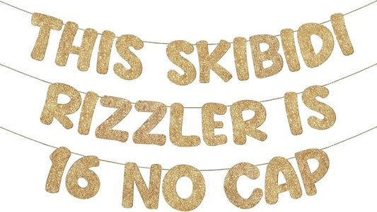 Fulmoon Pre Strung This Skibidi Rizzler Is 16 No Cap Glitter Banner 16