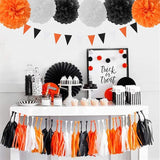 Black White Orange Halloween Party Decorations 23pcs Tissue Pom Poms