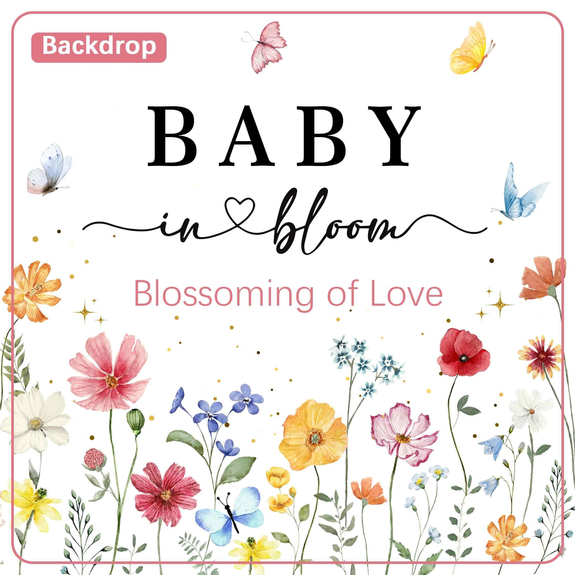 Wildflower Baby in Bloom Backdrop Banner Baby Shower Decorations for