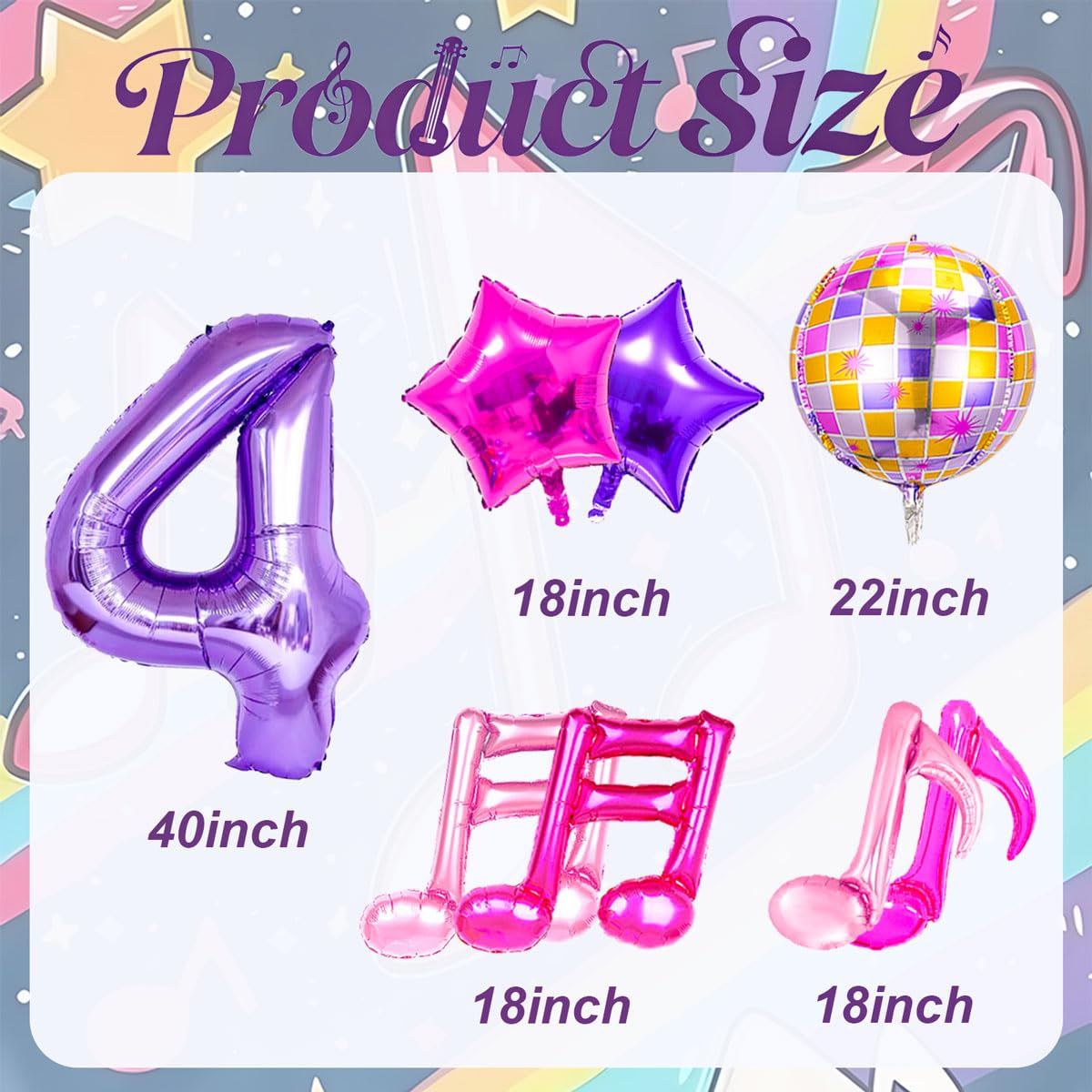 9Pcs Kpop Birthday Decorations - Kpop Music Balloons Hot Pink Mus 4