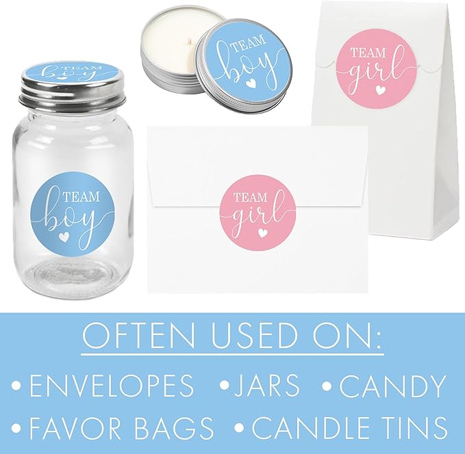 Pink or Blue Gender Reveal Party - Team Boy or Team Girl Stickers -