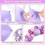 Amandir 153pcs Pink Purple Balloon Garland Arch Kit, Different Sizes