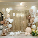 White and Champagne Gold Balloons Garland Arch Kit with Rose Gold