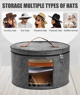 PANGTON Hat Box, Travel Hat Storage Box, Foldable Space-saving Hats