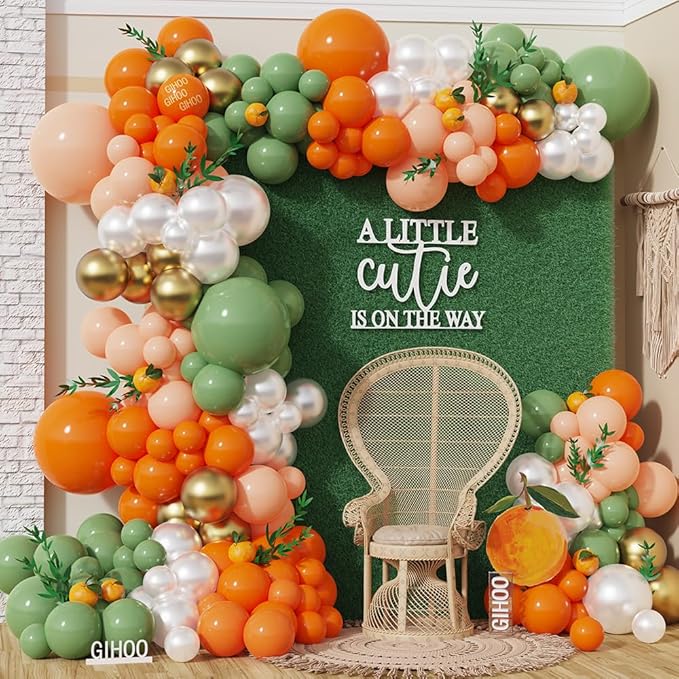 Little Cutie Baby Shower Decorations 137pcs Orange Little Cutie