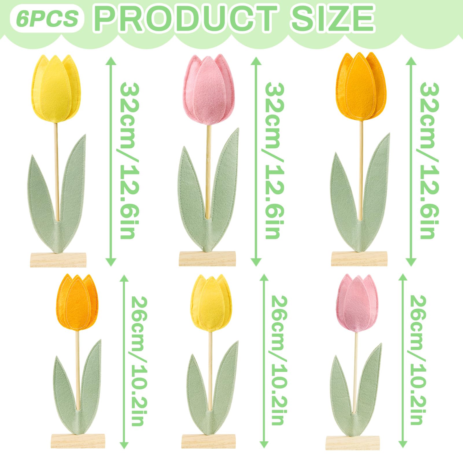 Paper Jazz 6 Pcs Tulip Centerpiece for Table Spring Felt Tulip