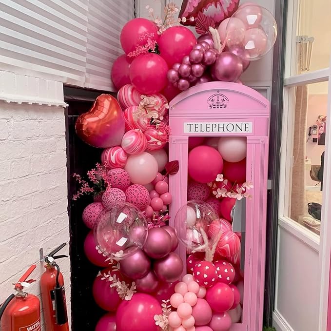 YMSZ Pink Balloons, 67pcs 12 Inch Hot Pink Balloons Metallic Chrome