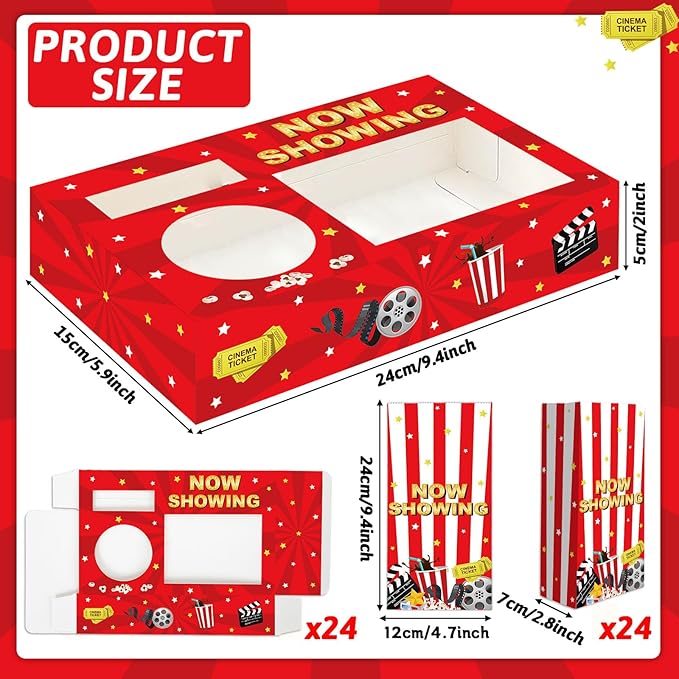 Movie Night Snack Trays 48pcs Include 24 Movies Themed Snack Trays