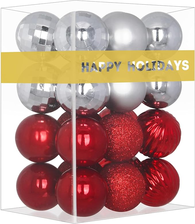 GameXcel 24Pcs Christmas Balls Ornaments for Xmas Tree - Shatterproof