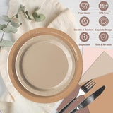 60 PCS Brown Paper Plates Boho Baby Shower Decorations Gradient