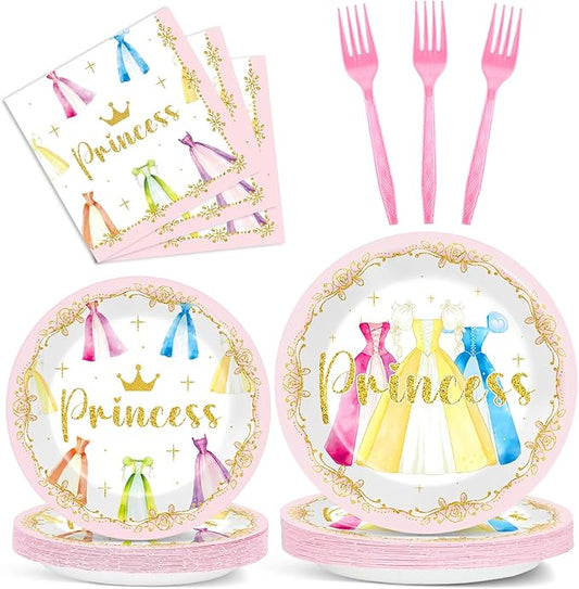 96Pcs Princess Birthday Party Decorations Princess Themed Tableware