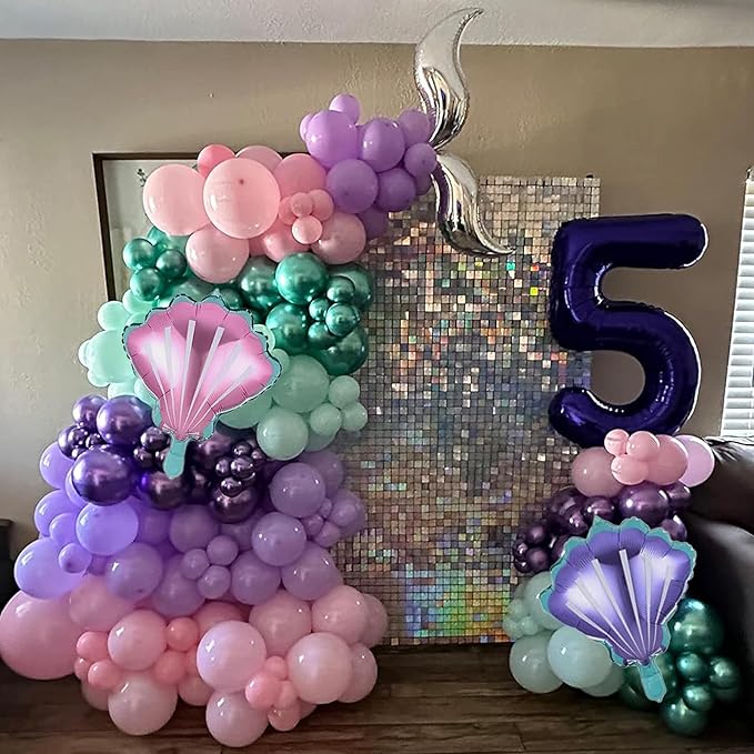 Mermaid Balloon Garland Arch Kit 106 Packs Metallic Purple Pink