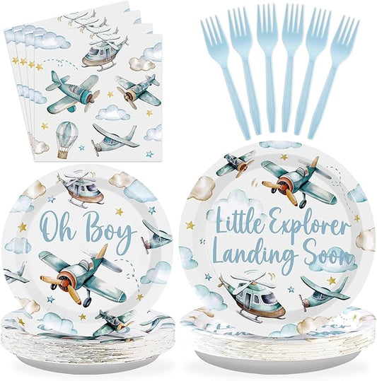 96Pcs Airplane Baby Shower Decorations Airplane Boy Baby Shower