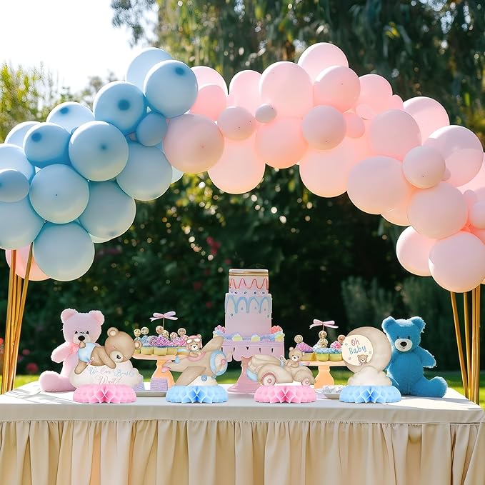 Gender Reveal Party Decorations Blue Pink Bear Honeycomb