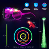 SHQDD 158 PCS Glow in the Dark Party Supplies, 14PCS LED Glasses,