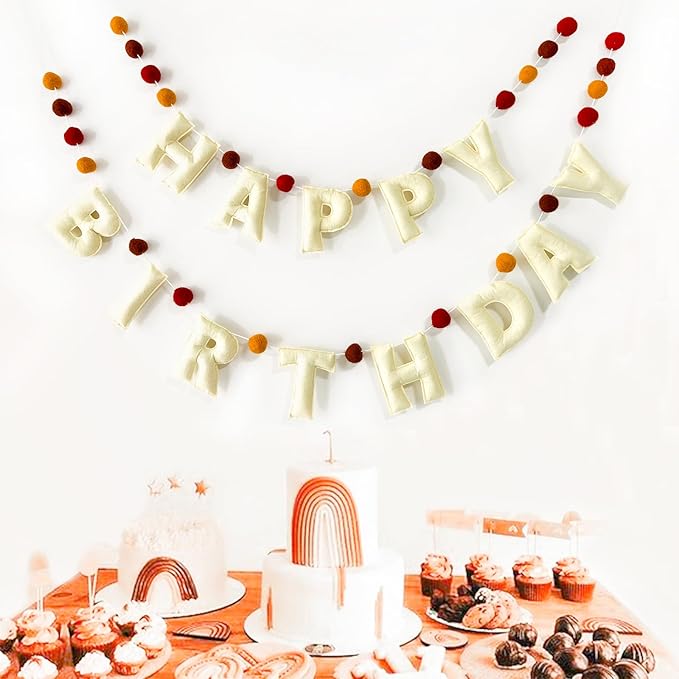 Boho Felt Happy Birthday Banner Bohemian Birthday Party