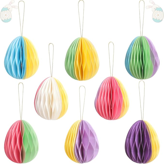 16 Pcs Easter Decorations Eggs Hanging Ornaments Paper