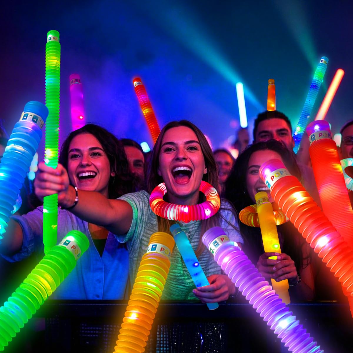 OceanWings 24PC Lights up Pop Tube Set for Kids Adults,Glow Sticks