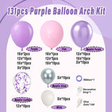 Purple Balloons Garland Arch Kit,131pcs Pink Purple Confetti Balloons