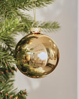 DN DECONATION Gold Glass Christmas Ornaments, Set of 9, 3.15' Hanging