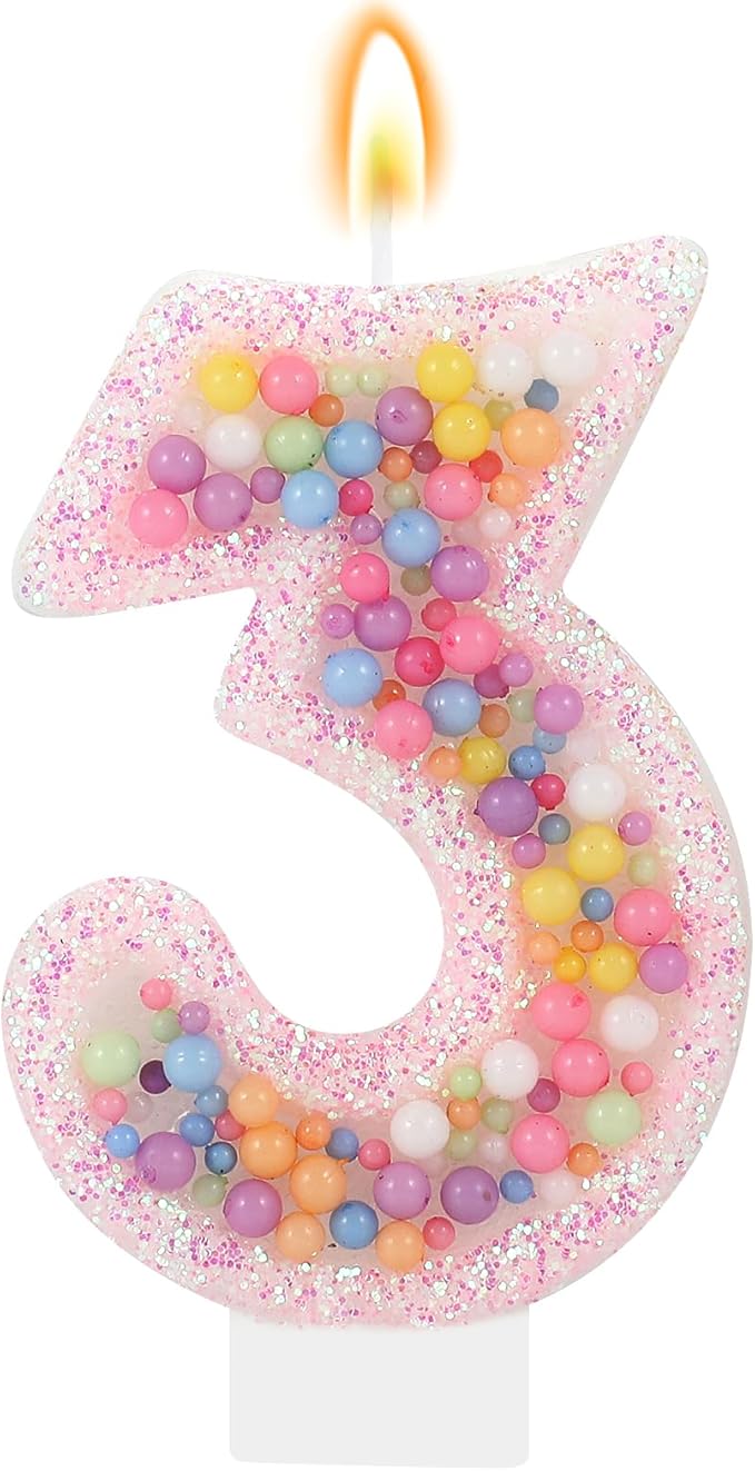 Pastel Macaron 3rd Birthday Candle Sweet Pink Number 3 Candle Cake