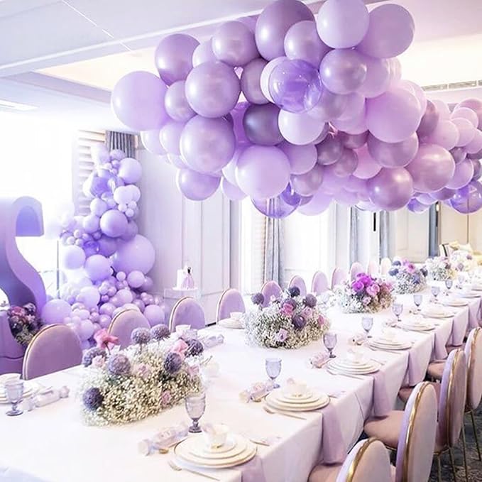 PartyWoo Pearl Lavender Balloons 140pcs Different Sizes Pack of 18 12