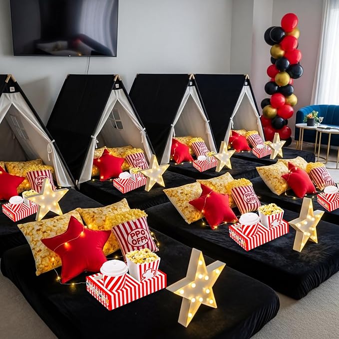20 Pcs Movie Night Supplies Red Stripe Movie Night Paper Snack Trays