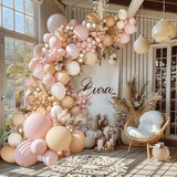 Dusty Pink White Nude Balloon Arch Kit Pink and Gold Balloons With