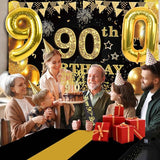 90th Birthday Decorations Men Women with 90th Birthday Banner Black