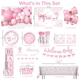 cocomigo 274 Pcs Pink Bow Baby Shower Decorations, All-in-One Party