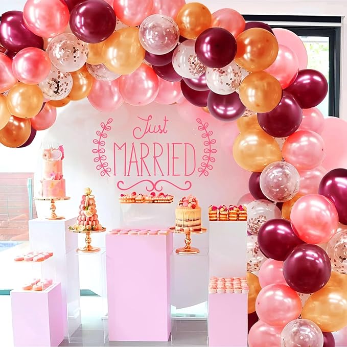 OuMuaMua Rose Gold Balloons Burgundy Balloons Kit, 62Pcs Burgundy