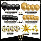 Black and Gold Balloon Arch Kit 117 PCS, Gold and Black Party