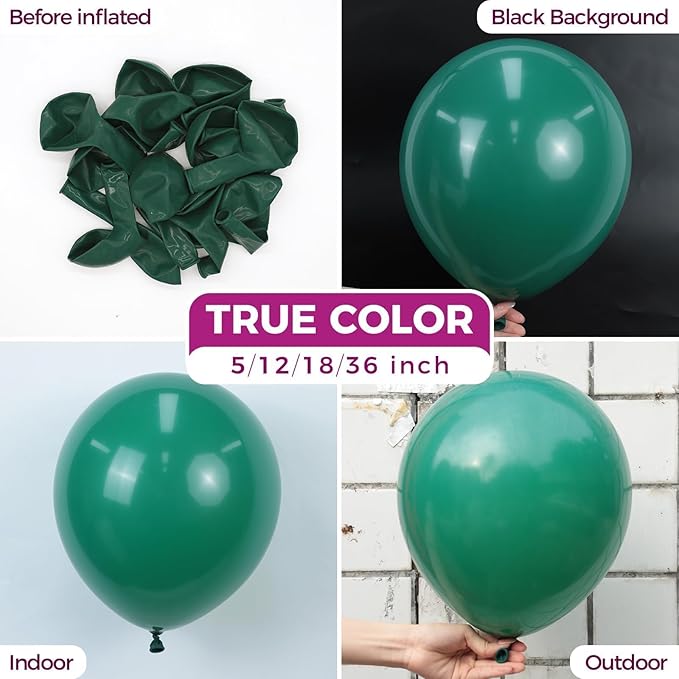 Bezente Dark Green Balloons Latex Party Balloons - 100 Pack 12 inch