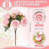 8 Bundles Artificial Peonies Flowers Boho Faux Flowers Arrangements #9