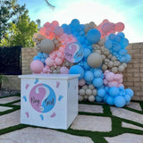 Gender Reveal Balloons, 60Pcs 12Inch Dusty Pink Blue White Gold