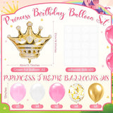 Seematn 2 Set Princess Balloon Stand Kits Pink Gold Crown Balloons