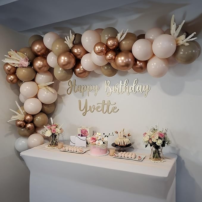 Boho Balloon Arch Double Stuffed Blush Nude Rose Gold Boho Balloon
