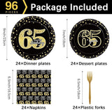 96 Pcs 65th Birthday Decorations for Men 65th Birthday Plates and